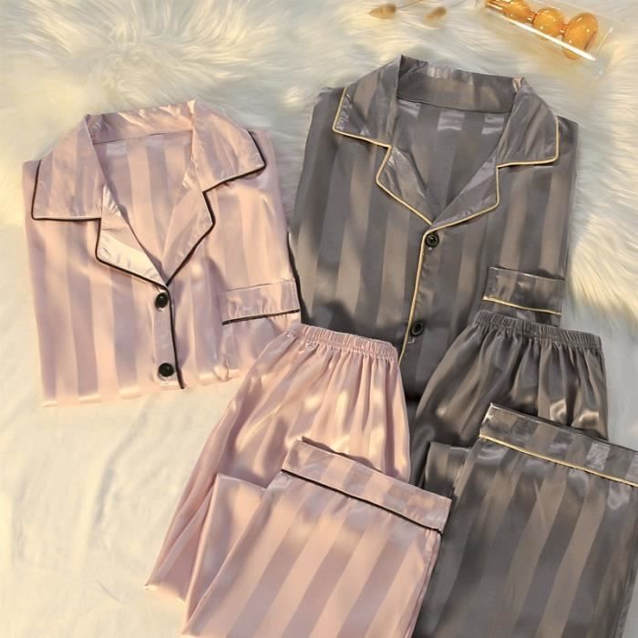 Ensemble Pyjama Satiné - Élégance & Séduction - Kaki - Taille M