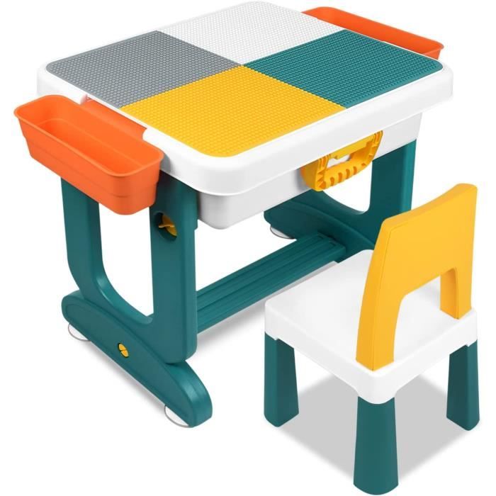 Table Enfant NAIZY Avec Chaise - Plateau Multifonction, Rangement, Réglable Hauteur - Type A
