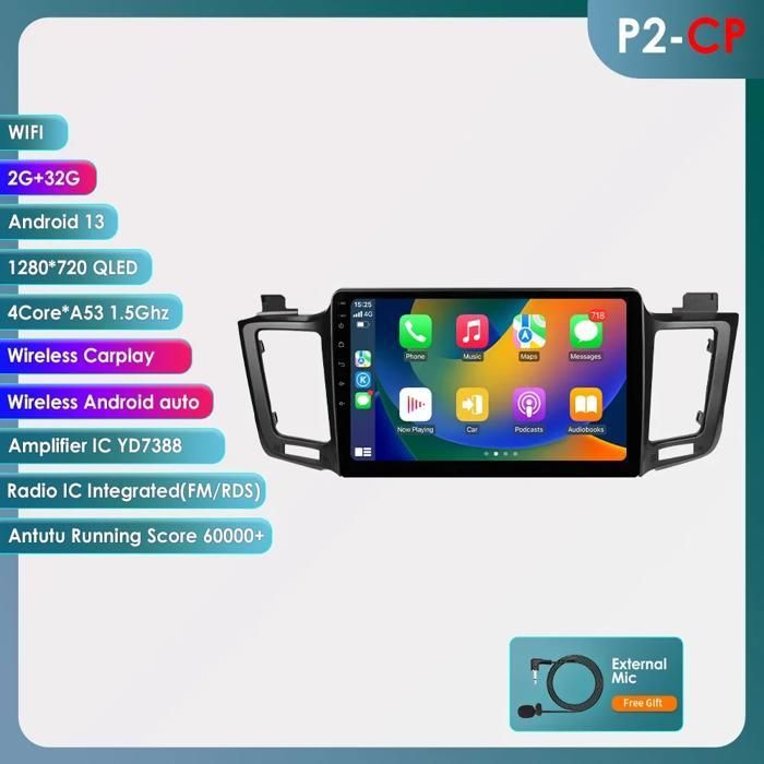 2+32G Android 10 autoradio lecteur multimédia pour Toyota RAV4 RAV 4 2013-2017 Carplay GPS Navi Audio stéréo 2din bluetooth