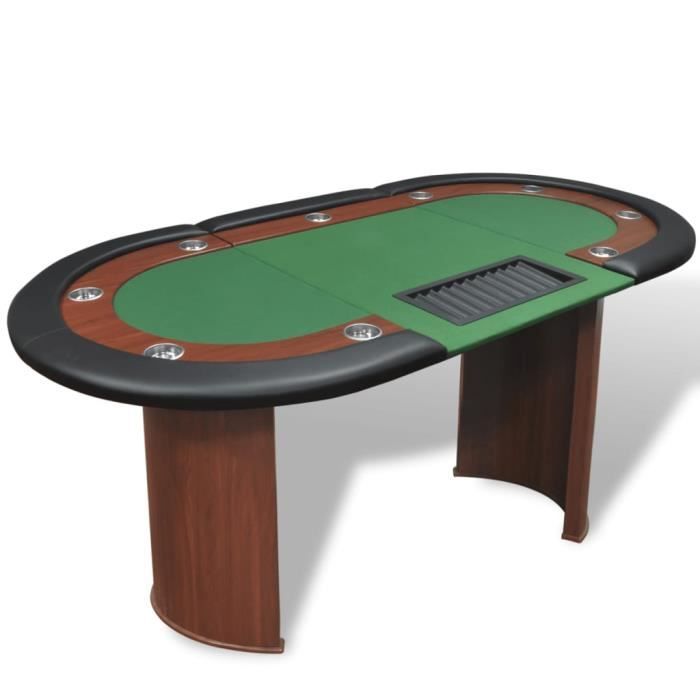 Table de poker PWSHYMI - Vert - Pour 10 joueurs - Avec espace de croupier et 500 jetons