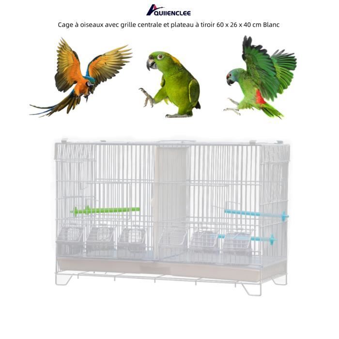 Meilleurs prix pour Cage à oiseaux - QUIIENCLEE - avec grille centrale et plateau à tiroir - Blanc - Moyen - Intérieur