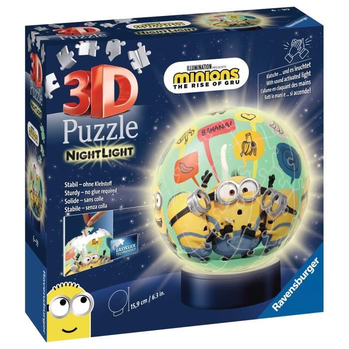 Puzzle 3D Ball Minions - Ravensburger - 72 pièces illuminé - Cdiscount ...