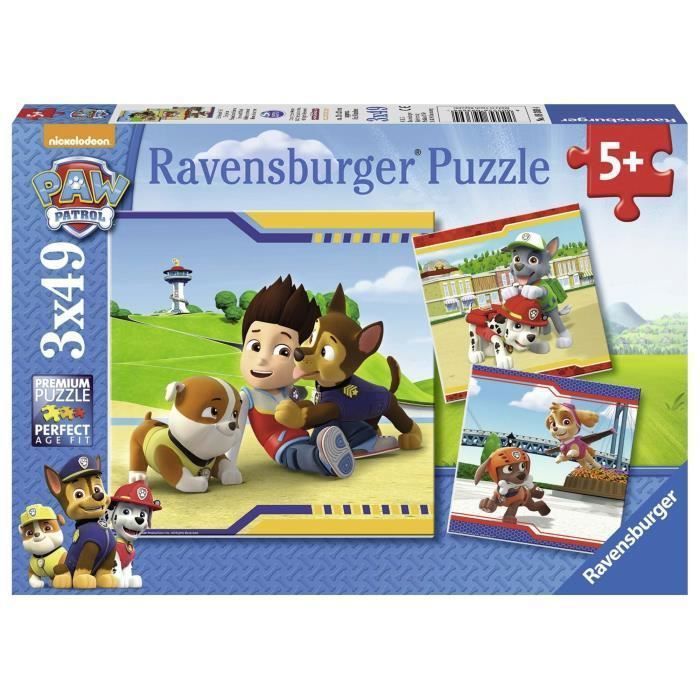 Coffret De 3 Puzzles Ravensburger Pat'Patrouille – 49 Pièces Chacun, Posters Inclus, Dès 5 Ans, Fabriqué En Europe