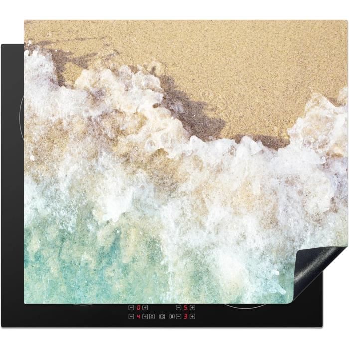 Protège-plaque Induction - Motif Corail Et Requins - Vinyle 59x52 Cm - Protection Rayures, Plan De Travail