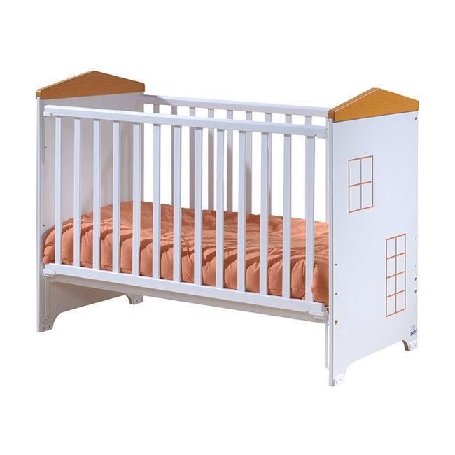Lit Bebe A Barriere Coulissante Little House Blanc Et Orange 60x1cm Cdiscount Puericulture Eveil Bebe