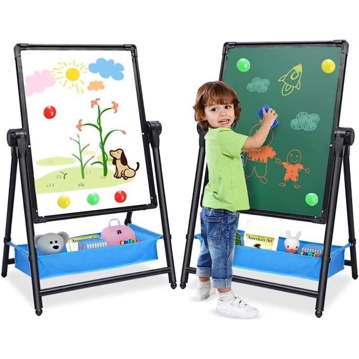 Chevalet Double Face En Fer – Tableau Blanc 66-109 Cm – Rotatif 360°, Réglable – Avec Lettres, Chiffres Et Accessoires