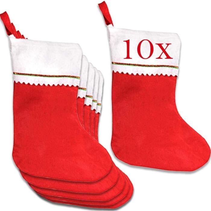 Jonami Lot De 10 Chaussettes De Noël - Grands Bas à Cadeaux Remplissables Pour Décorations De Fête
