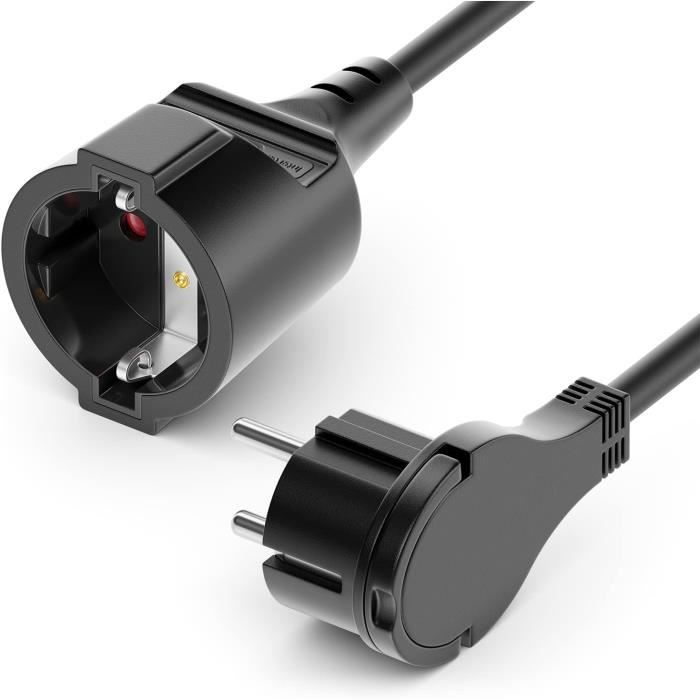 Rallonge électrique 2 En 1 Type C - 0.3m, Fiche Européenne, 2.5A/250V, Fil 0.75mm² - Lot De 2
