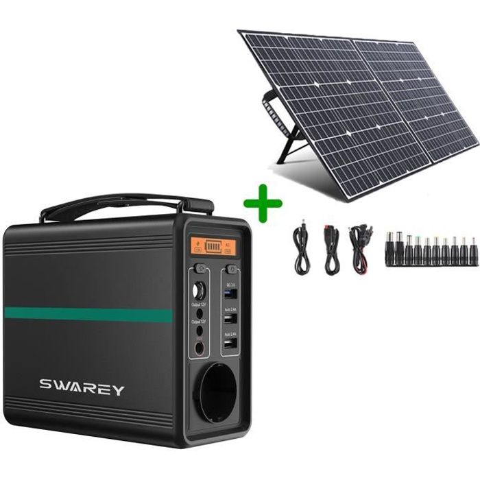 SWAREY Générateur solaire d'Énergie Portable 166Wh avec panneau Solaire  Pliable 100W, Kit d'énergie de Réserve pour Voyage camping - Cdiscount  Informatique