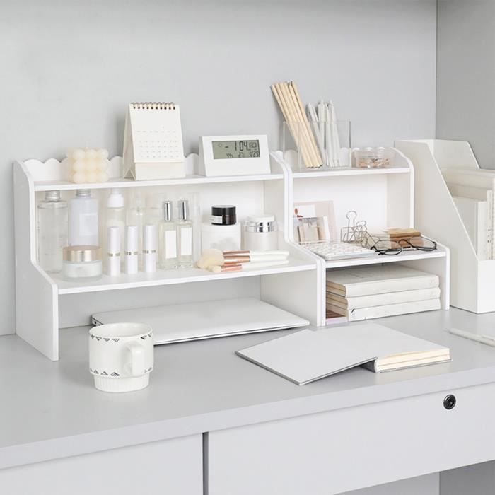 Étagère De Bureau Pivotante Et Réglable – 4 Niveaux – Organiseur De Table Blanc