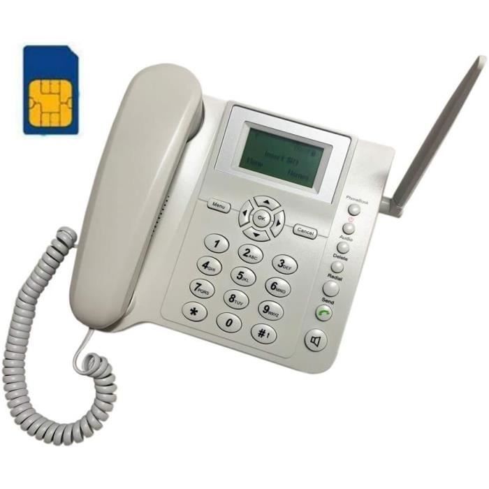 Téléphone Fixe GSM Avec Carte SIM - Idéal Maison & Bureau Pour Seniors - Compatible TIM Vodafone Wind