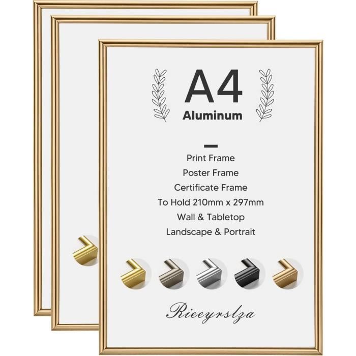 Tradineur - Lot De 6 Cadres A4 Couleur Bois | Pour Diplômes, Photos, Certificats à Accrocher Au Mur