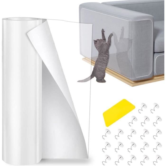 Protection Canape Chat Anti Griffe,20X100Cm Transparent Autocollant Rouleau Protecteur De Rayure