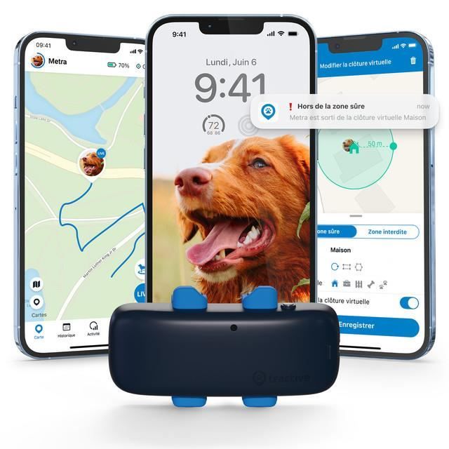 Tractive GPS DOG 4 - Collier GPS chien avec suivi d'activité - Bleu foncé