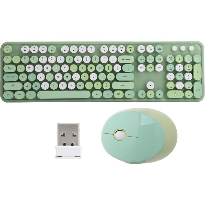 Clavier 104 touches sans fil 2.4Ghz – Touches ciseaux plates et ergonomiques – Indicateurs lumineux (MAJ / NUM/ BATT) – Pieds de