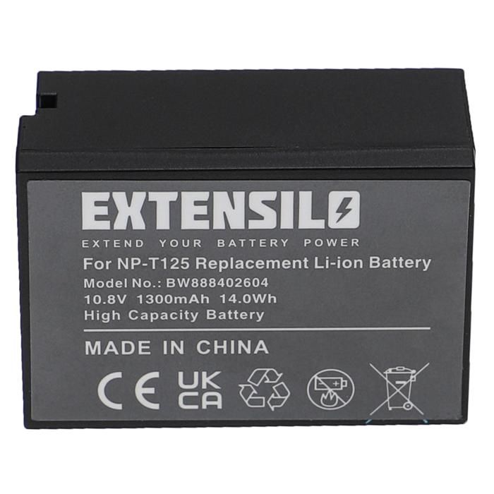 EXTENSILO Batterie remplacement pour Fujifilm NP-T125 pour appareil photo, reflex numérique (1300mAh, 10,8V, Li-ion)