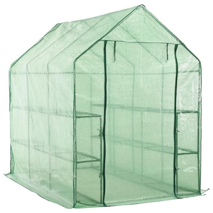 Serre En Verre VidaXL – Dimensions 155x200x191 Cm, Aluminium, Pour Plantes, Légumes, Jardin - 11