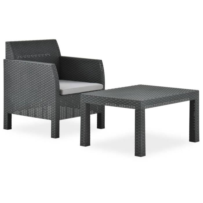 vidaXL Salon de jardin 2 pcs en polypropylène - vue 2