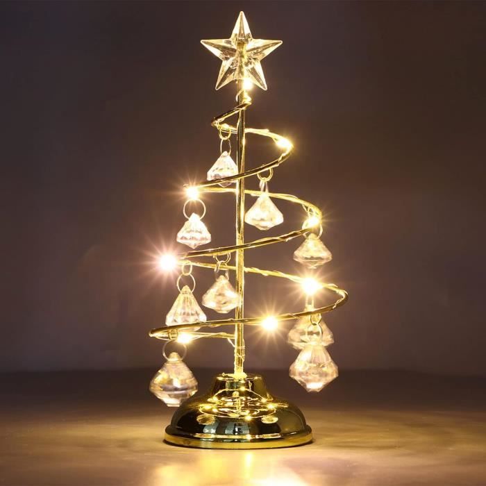 Lumière dambiance LED lampe de table en cristal lampes darbre de Noël petite lampe dornement en fer lumière chaude dorée M
