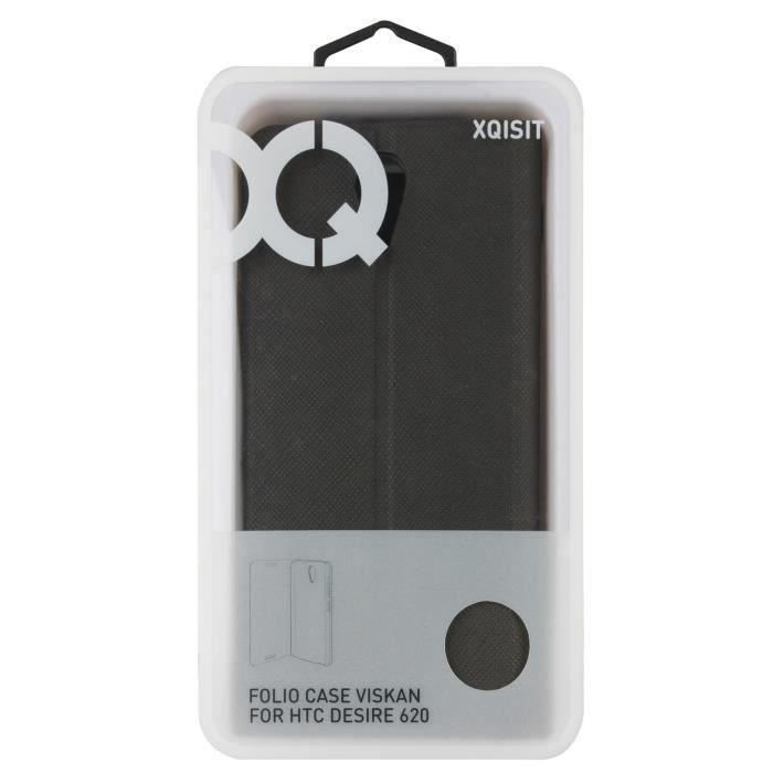 Etui Folio Xqisit Viskan pour HTC Desire 620 - Gris - Effet Métallique