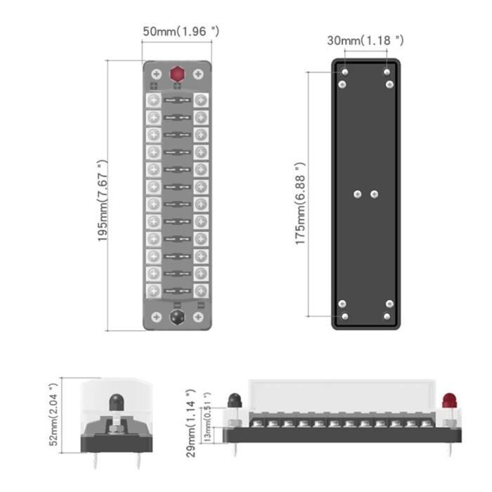 Kit Bloc à Fusibles 12V 20A Pour Auto/Moto – 4 Sorties Avec Relais & Indicateurs LED