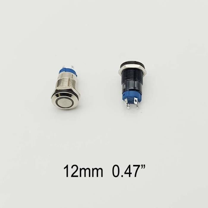 Interrupteur Bouton-poussoir Métallique 19mm LED 12V-24V - étanche, Pour Voiture, Bateau, Camping-car