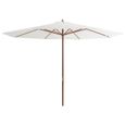 Parasol MAD avec mât en bois 350 cm - Blanc sable-1