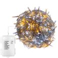 VOLTRONIC® Guirlande lumineuse 10m, chaud froid, 100 LED, câble transparent  - À piles-1