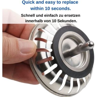 Bouchon d'évier en acier inoxydable, bonde de vidange universelle escamotable, bonde de vidange améliorée, crépine anti-obstruction avec filtre | Leroy Merlin