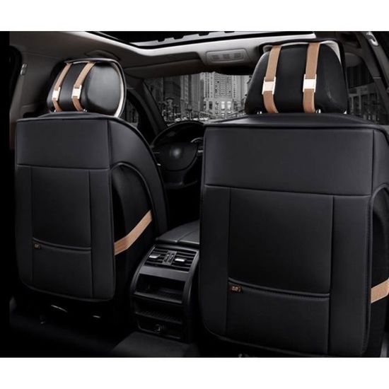 Housses De Siège Auto Universelles - 2 Places Avant Hautes - Tissu Polyester + éponge - Noir - Protection Anti-usure