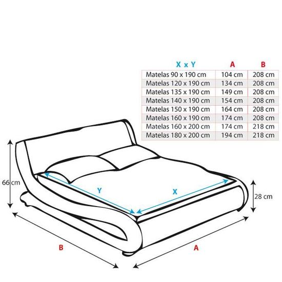 muebles bonitos Lit Double Moderne en Similicuir Alessia pour Matelas 150 x 190cm Noir avec sommier /à Lattes inclu