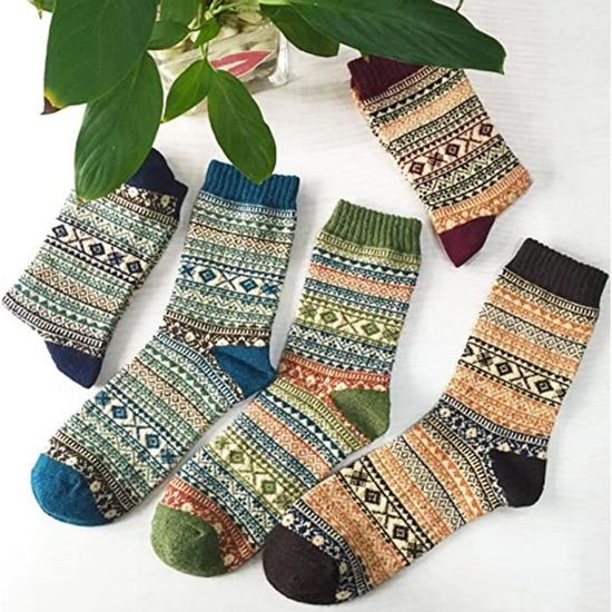 Ruiuzi Chaussettes D'hiver Pour Femme, En Laine épaisse Tricotée