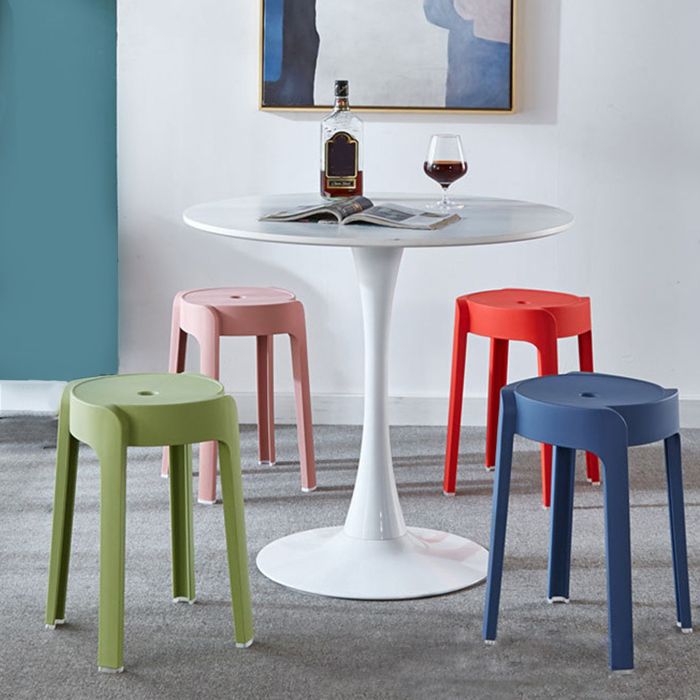 Lot De 6 Tabourets Empilables En Plastique Robustes - 150 Kg, Hauteur 46 Cm, Sièges Ronde Sans Dossier Pour Maison, Salle De Classe Et Fêtes