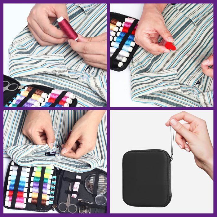 Kit de Couture Outils Fils Machine à Coudre Ciseaux Filetage + Ruban à Mesurer + Variété Aiguilles Épingles Cou - Beaux-Arts et Loisirs créatifs