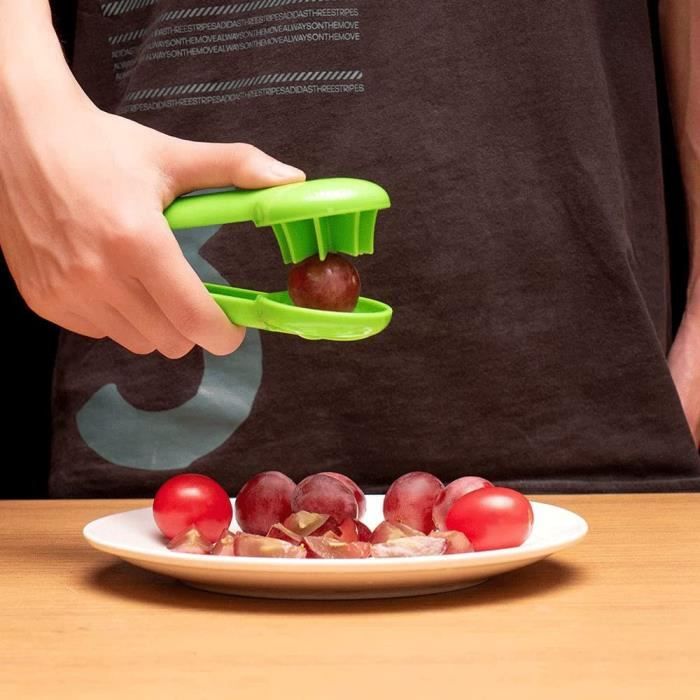 Trancheuse De Fruits Multifonction - Fraises Bananes Raisins Œufs - Gadget Cuisine Avec Plaque De Poussée (Noir + Rose)