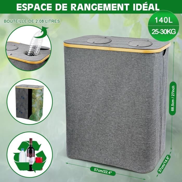 Poubelle De Tri Curver Trio V2 40L - 3 Compartiments Couleurs - Pédale, Noire - Pour Cuisine