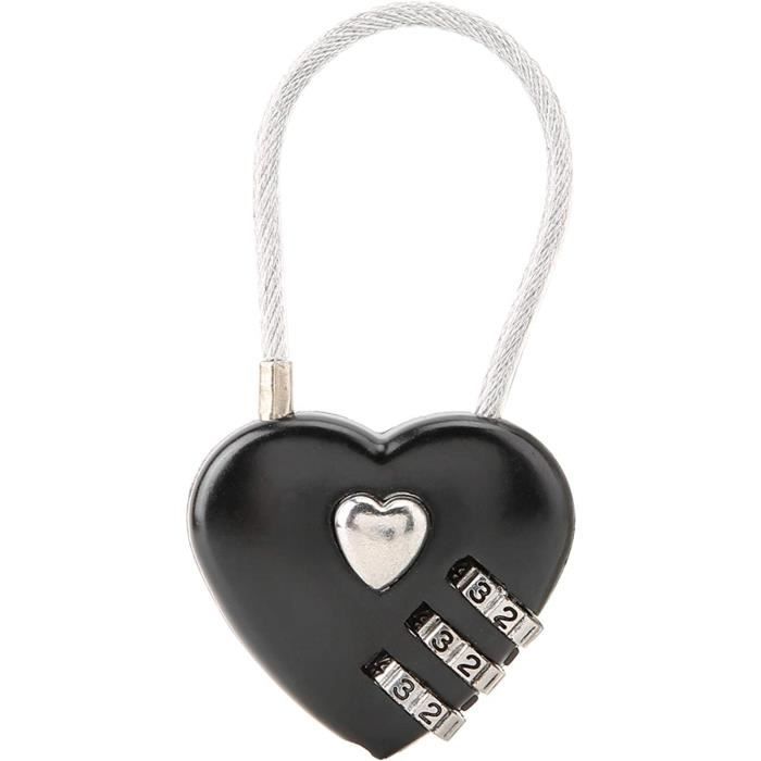 Cadenas Cœur à Code - Cadeau Mariage Ou St Valentin - Pour Valise, Sac à Dos, Casier
