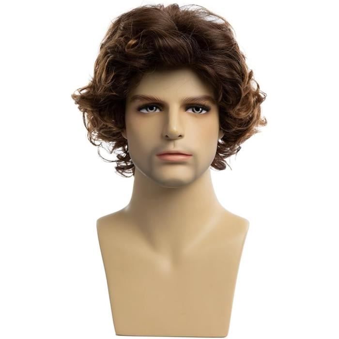 Perruque Synthétique Longue Frisée Blonde Platine - Avec Frange Et Bonnet - Taille Moyenne