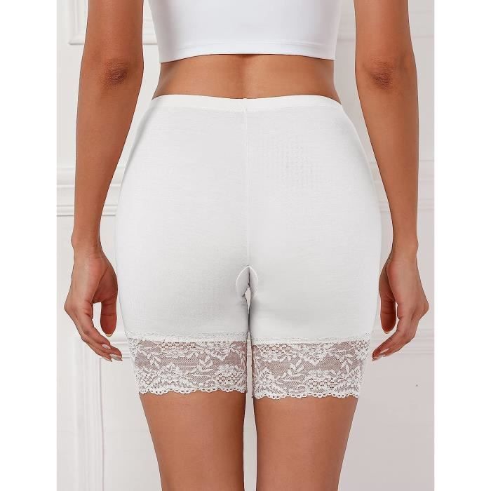 3 Pieces Shorty Cycliste Femme Panty Anti Frottement Short sous Robe Jupe Calecons Courts Dentelle Legging Boxer Culotte