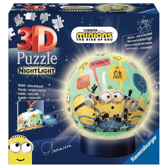 Puzzle 3D Ball Minions - Ravensburger - 72 pièces illuminé - Cdiscount ...