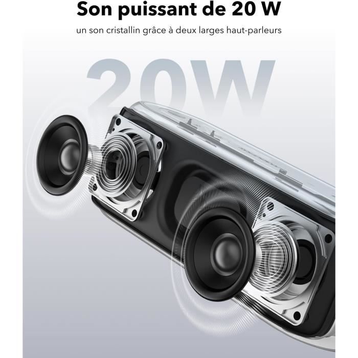 Enceinte Bluetooth Étanche RGB Sans Fil Son Stéréo 20W