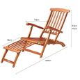 CASARIA® Chaise longue Queen Mary pliable bois d’acacia avec repose-pieds transat de jardin intérieur extérieur balcon-2
