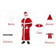 Costume de Père Noël - DEUBA - Ensemble complet 5 pièces avec barbe et ceinture - Adulte Rouge-2