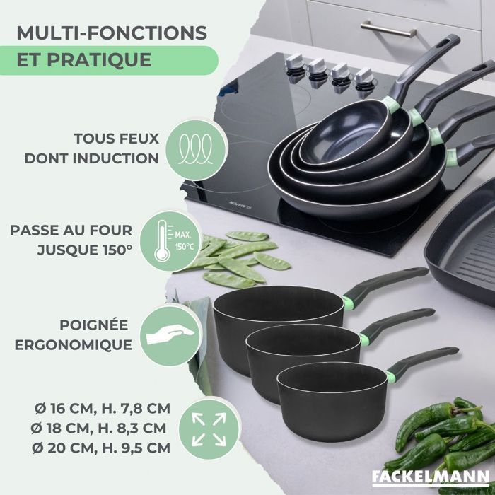 Casserole 20cm Avec Couvercle Vert - Revêtement Céramique Antiadhésif, Sans PFOA/PTFE - 10