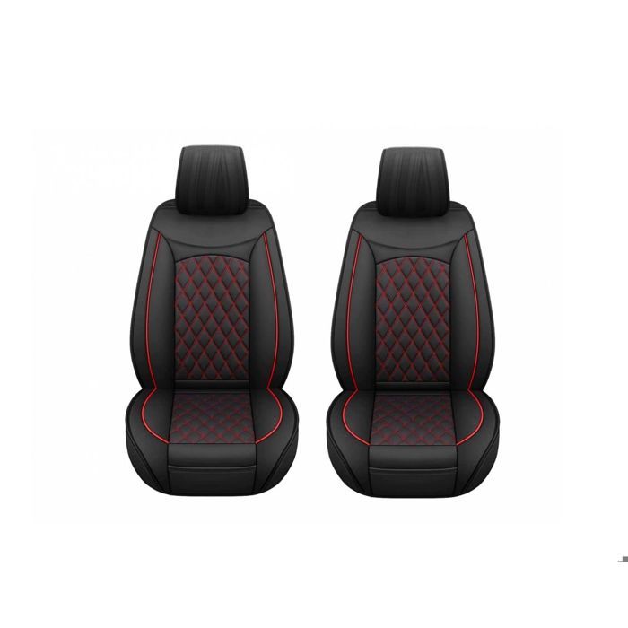 Housses De Siège Auto Sakura Oakleigh - Noir Et Rouge - Paire Avant + Appuie-têtes