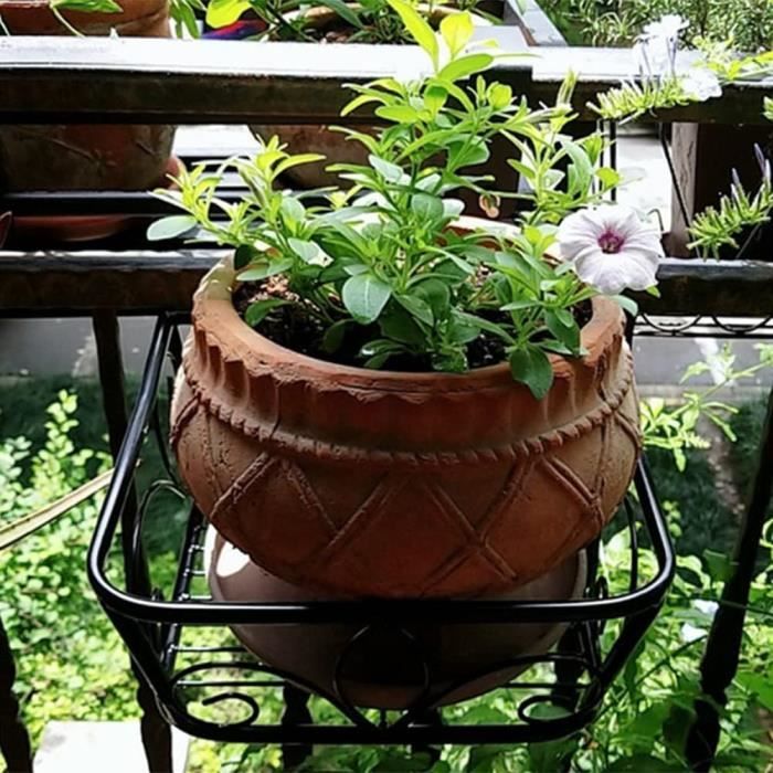 Support de pot de fleurs jardinière suspendu réglable métal noir