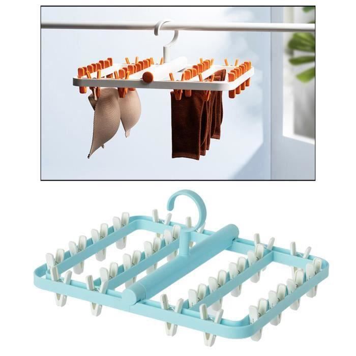 Support De Rangement Pour Cintres – Organiseur Métal 2 Barres – Portatif Pour Penderie – Gain De Place 17x13x27 Cm