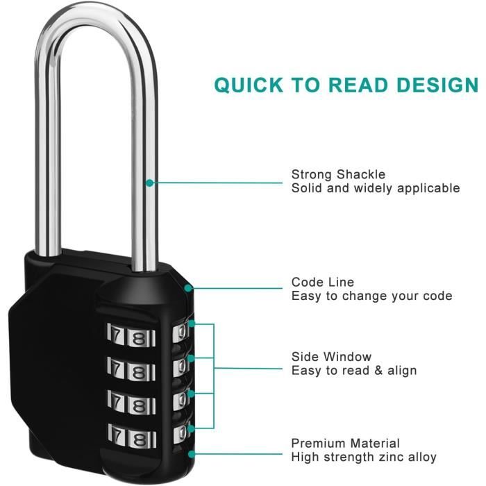 Cadenas Long Code Exterieur Pour Portail, Abri De Jardin, Grande