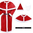 Costume de Père Noël - DEUBA - Ensemble complet 5 pièces avec barbe et ceinture - Adulte Rouge-3