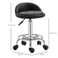 HOMCOM Tabouret à roulettes, tabouret de massage avec hauteur réglable 49-61 cm et selle ergonomique, chaise de travail à roulettes pivotant 360